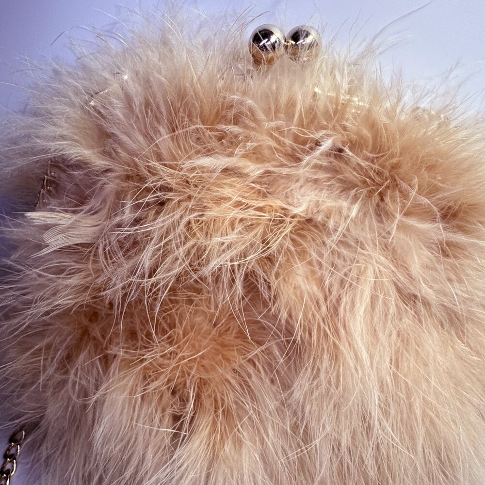 Elegant Fluffy Shoulder Bag - Cream/Blush - Picture 6 of 9